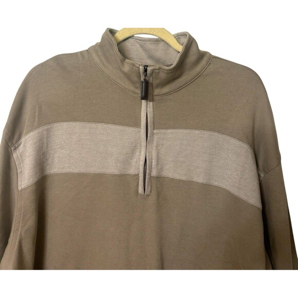Roundtree and Yorke Silky Finish Collection Mens XL Tan 1/4 Zip Cotton Sweater - Picture 3 of 5